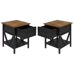 Set Of 2 Farmhouse Single Drawer V Frame Nightstands - Saracina Home 22 Set Of 2 Farmhouse Single Drawer V Frame Nightstands - Saracina Home -HOMCOM Store GUEST 863f40f2 6298 441f b2c6 13836fab57da