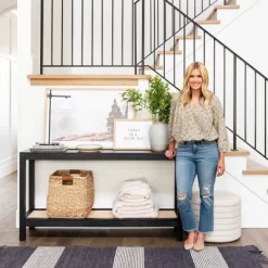 Console Table With Woven Rattan Shelf Black - Threshold™ Designed With Studio McGee -HOMCOM Store GUEST 8850858f 6d86 4502 8112 f583beb8eb20