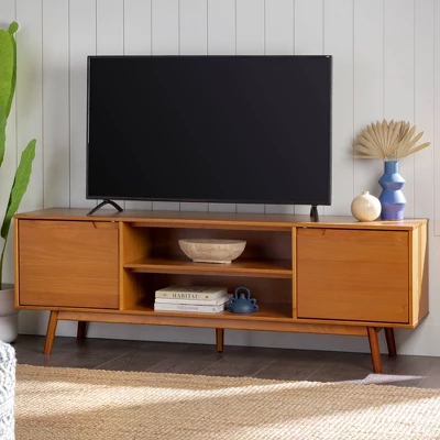 Solid Wood Mid-Century Modern TV Stand For TVs Up To 80" - Saracina Home 14 Solid Wood Mid-Century Modern TV Stand For TVs Up To 80" - Saracina Home - Image 14