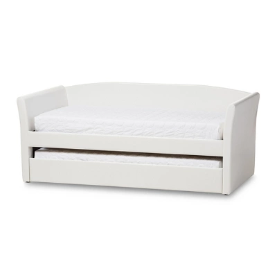 Twin Camino Modern And Contemporary Faux Leather Upholstered Daybed With Guest Trundle Bed - Baxton Studio 7 Twin Camino Modern And Contemporary Faux Leather Upholstered Daybed With Guest Trundle Bed - Baxton Studio - Image 7