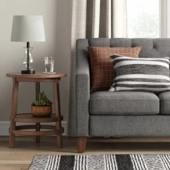 Haverhill Round Wood End Table Weathered Brown - Threshold™