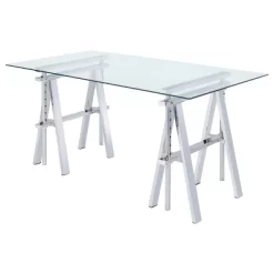 Statham Glass Top Adjustable Sawhorse Standing Desk Chrome - Coaster -HOMCOM Store GUEST 8f725f4c e81e 4aac bcc9 d29262a38211