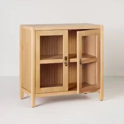 Grooved Wood With Glass 2-Door Cabinet - Natural - Hearth & Hand™ With Magnolia 8 Grooved Wood With Glass 2-Door Cabinet - Natural - Hearth & Hand™ With Magnolia -HOMCOM Store GUEST 9aa7705a c66f 495b 80dd 55470dae1fa8
