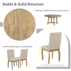 5 PCS Round Wood Extendable Dining Table Set With 4 Upholstered Dining Chairs-ModernLuxe -HOMCOM Store GUEST 9ac19d65 3748 4874 9cdb f877628812e6