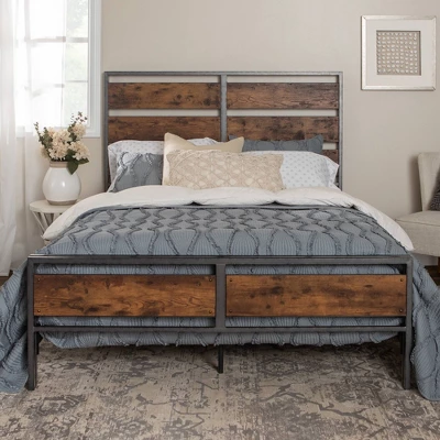 Queen Urban Chic Metal And Wood Plank Bed Brown - Saracina Home 7 Queen Urban Chic Metal And Wood Plank Bed Brown - Saracina Home - Image 7