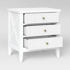 Wrentham Beadboard Farmhouse 3 Drawer Nightstand White - Threshold™ -HOMCOM Store GUEST 9ed7fc48 a90d 4ecd 8fe5 c020545e0a69
