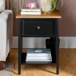 Set Of 2 Farmhouse Single Drawer V Frame Nightstands - Saracina Home