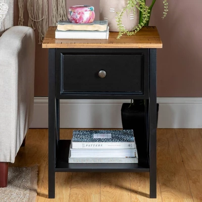 Set Of 2 Farmhouse Single Drawer V Frame Nightstands - Saracina Home 1 Set Of 2 Farmhouse Single Drawer V Frame Nightstands - Saracina Home