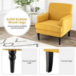 Tangkula Set Of 2 Modern Accent Chair Upholstered Sofa Chair W/ Rubber Wood Legs Yellow 14 Tangkula Set Of 2 Modern Accent Chair Upholstered Sofa Chair W/ Rubber Wood Legs Yellow -HOMCOM Store GUEST a6a84f45 660c 4986 95cb 5dcdc2196e02