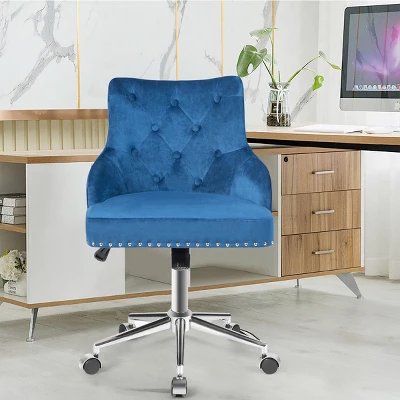 Tangkula Velvet Desk Chair Upholstered 360°Swivel Height Adjustable Rolling Office Chair For Office Bedroom Living Room 3 Tangkula Velvet Desk Chair Upholstered 360°Swivel Height Adjustable Rolling Office Chair For Office Bedroom Living Room - Image 3
