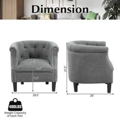 Costway Modern Accent Chair With Ottoman Armchair Barrel Sofa Chair With Footrest Grey 10 Costway Modern Accent Chair With Ottoman Armchair Barrel Sofa Chair With Footrest Grey -HOMCOM Store GUEST ab16d52c 605c 4b4c af7a 34168f16f64b