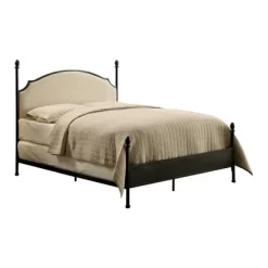 Geraldine Upholstered Headboard Poster Panel Bed Powder Coated Gun Metal - HOMES: Inside + Out -HOMCOM Store GUEST abf61064 8b97 4a66 a90a e65612d4e539
