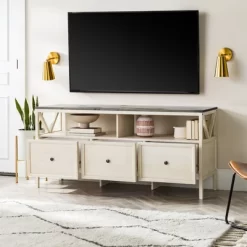 Farmhouse 3 Drawer Wood TV Stand For TVs Up To 65" - Saracina Home 30 Farmhouse 3 Drawer Wood TV Stand For TVs Up To 65" - Saracina Home -HOMCOM Store GUEST acf328b1 4981 4fb4 9c99 669678336b76