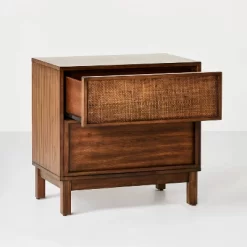 Wood & Cane Transitional Nightstand - Hearth & Hand™ With Magnolia -HOMCOM Store GUEST af59a1ab 4868 4ff5 ab07 150c54a02150