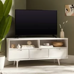 Cara Mid-Century Modern 3 Drawer Corner TV Stand For TVs Up To 58" - Saracina Home -HOMCOM Store GUEST b1ff3a9a 60ef 41ec 9a6f f1ca309dd560