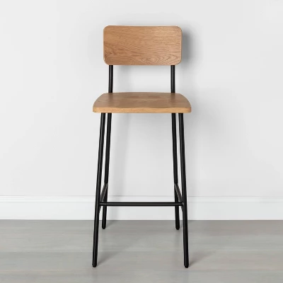 Wood & Steel Bar Stool - Natural/Black - Hearth & Hand™ With Magnolia 2 Wood & Steel Bar Stool - Natural/Black - Hearth & Hand™ With Magnolia - Image 2
