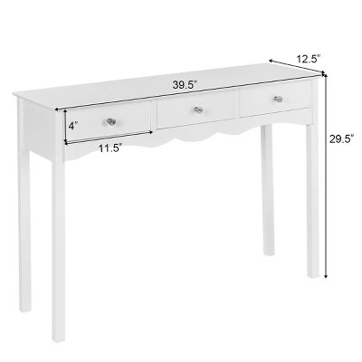 Costway Console Table Hall Table Side Table Desk Accent Table 3 Drawers Entryway White 6 Costway Console Table Hall Table Side Table Desk Accent Table 3 Drawers Entryway White - Image 6