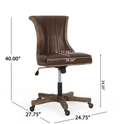 Coulee Contemporary Upholstered Roll Back Swivel Office Chair Dark Brown/Natural - Christopher Knight Home -HOMCOM Store GUEST b5c43bc6 3348 4a01 85ce 9caa9e8dcbbf