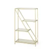 Kokesh Modern Glam Tempered Glass 3 Shelf Asymmetrical Bookcase Gold - Christopher Knight Home