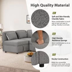 122.8" Minimalist Convertible Modular Sofa, Upholstered Sectional Sofa Couch With 5 Pillows-ModernLuxe -HOMCOM Store GUEST b708a31d 70a5 40da 9681 548a896ef1af