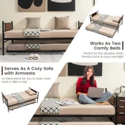 Costway Twin 2-In-1 Daybed Frame With Trundle Bed Set Steel Platform Sofa Bed Black 12 Costway Twin 2-In-1 Daybed Frame With Trundle Bed Set Steel Platform Sofa Bed Black -HOMCOM Store GUEST c84e071e d8ee 49f3 9637 9d370b6acd46