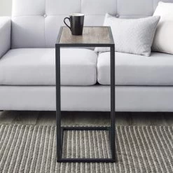 23" Modern Rectangle Two-Tone C Side Table With Metal Base - Saracina Home -HOMCOM Store GUEST c9fb0f6a 1baa 4f46 9ad4 ca78b73dae1e