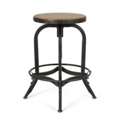2pc Farmdale Industrial Firwood Adjustable Height Swivel Counter Height Barstools Antique Natural/Pewter - Christopher Knight Home -HOMCOM Store GUEST cc6898ca 0bf1 498a 9b18 74f4d0ebc51f