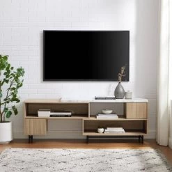 Modern Reeded Door Extendable TV Stand For TVs Up To 50" - Saracina Home
