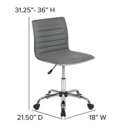 Emma And Oliver Low Back Designer Armless Ribbed Swivel Task Office Chair -HOMCOM Store GUEST d0e699da fac0 4ff7 9690 360cf895b260