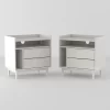 2pk Mid-Century Modern Solid Wood 2 Drawer Storage Nightstands - Saracina Home