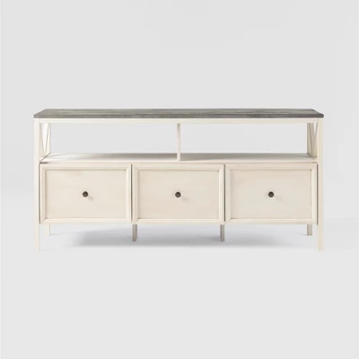 Farmhouse 3 Drawer Wood TV Stand For TVs Up To 65" - Saracina Home 9 Farmhouse 3 Drawer Wood TV Stand For TVs Up To 65" - Saracina Home - Image 9