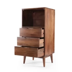 Rabun Handcrafted Mid-Century Modern Mango Wood 3 Drawer Chest Light Oak - Christopher Knight Home -HOMCOM Store GUEST dc59edd3 be23 4875 a2f3 7c638166947b