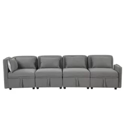122.8" Minimalist Convertible Modular Sofa, Upholstered Sectional Sofa Couch With 5 Pillows-ModernLuxe -HOMCOM Store GUEST dce9fb95 745e 49c9 aade a8aed3acddf8
