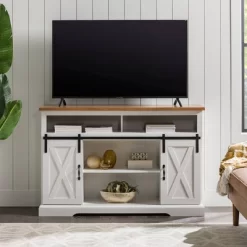 Transitional Sliding Barndoor Highboy TV Stand For TVs Up To 58" - Saracina Home 31 Transitional Sliding Barndoor Highboy TV Stand For TVs Up To 58" - Saracina Home -HOMCOM Store GUEST dd9ce182 82e2 4e7a a263 00af007d0202