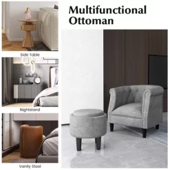 Costway Modern Accent Chair With Ottoman Armchair Barrel Sofa Chair With Footrest Grey 15 Costway Modern Accent Chair With Ottoman Armchair Barrel Sofa Chair With Footrest Grey -HOMCOM Store GUEST e550a4be bd7d 4b7e b8b2 9df68e88dc9b