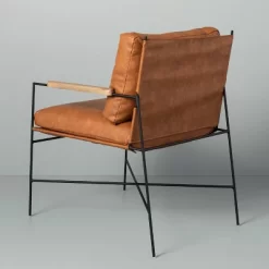 Faux Leather & Metal Accent Chair - Black/Brown - Hearth & Hand™ With Magnolia -HOMCOM Store GUEST e5692544 8e55 4447 8f20 aa4310407010