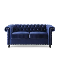 Brinkhaven Modern Glam Tufted Velvet Loveseat With Nailhead Trim - Christopher Knight Home -HOMCOM Store GUEST e6dbdeaf b34f 4bb9 8c55 a2bef1478ebe