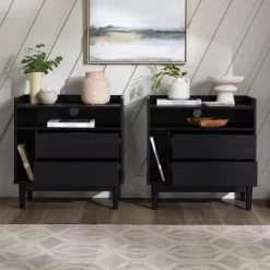 2pk Mid-Century Modern Solid Wood 2 Drawer Storage Nightstands - Saracina Home 20 2pk Mid-Century Modern Solid Wood 2 Drawer Storage Nightstands - Saracina Home -HOMCOM Store GUEST eab150fb 3256 4b31 ace2 846b2c2f72b4