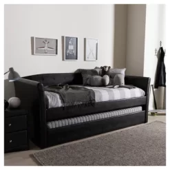 Twin Camino Modern And Contemporary Faux Leather Upholstered Daybed With Guest Trundle Bed - Baxton Studio 10 Twin Camino Modern And Contemporary Faux Leather Upholstered Daybed With Guest Trundle Bed - Baxton Studio -HOMCOM Store GUEST eae772a6 ece0 47e0 ba27 42d46d1808ea