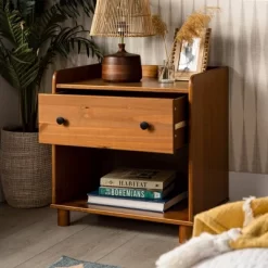 Set Of 2 Katie Transitional Tray Top 1 Drawer Solid Wood Nightstands Caramel - Saracina Home 16 Set Of 2 Katie Transitional Tray Top 1 Drawer Solid Wood Nightstands Caramel - Saracina Home -HOMCOM Store GUEST eb23e422 fbb6 4cbe 9d79 eccf62732510
