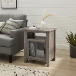 Transitional Classic Windowpane Storage Side Table - Saracina Home
