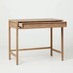 Wood & Cane Transitional Writing Desk - Hearth & Hand™ With Magnolia -HOMCOM Store GUEST f210c649 4f0c 4443 992e 4bede304898a