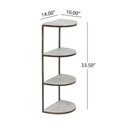 33.5" Bainville Modern Glam Handcrafted Marble Half Round Etagere Bookcase Natural White/Antique Brass - Christopher Knight Home -HOMCOM Store GUEST fb001299 deda 4e66 a94a b631d5799612