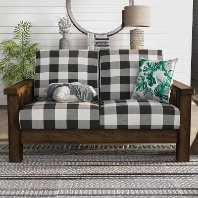 Jovie Gingham Rustic Loveseat - HOMES: Inside + Out 1 Jovie Gingham Rustic Loveseat - HOMES: Inside + Out
